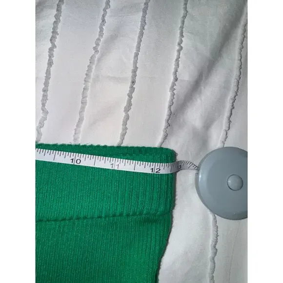 Emerald Green Ribbed Knit Flare Pants High Rise Y2K 70s Retro Festival Sz Small - Picture 9 of 13